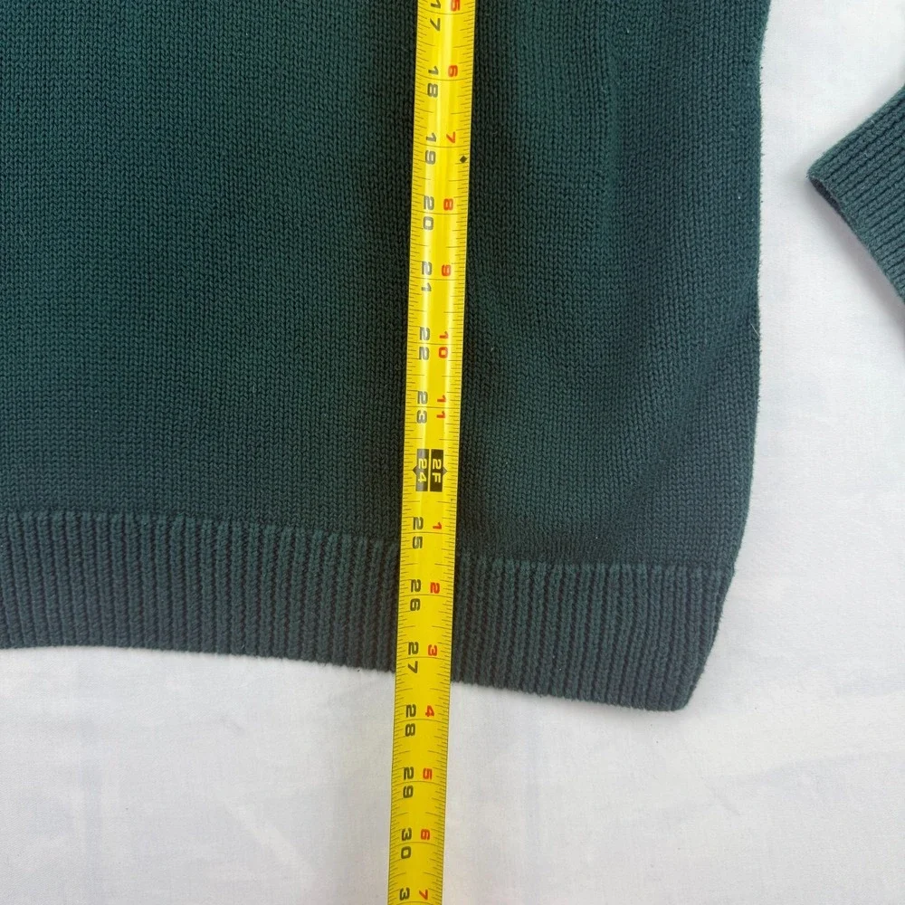 Chaps Sweater Mens XL Green Tight Knit Ribbed Hem Long Sleeve Crew Neck Pullover